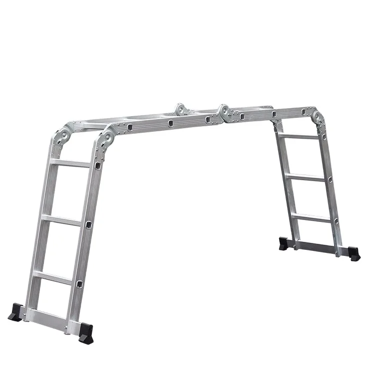 Aluminum 12 Step Multi Purpose Folding Ladder Scaffold Platform Shelf Aluminum step ladder durable and light weight