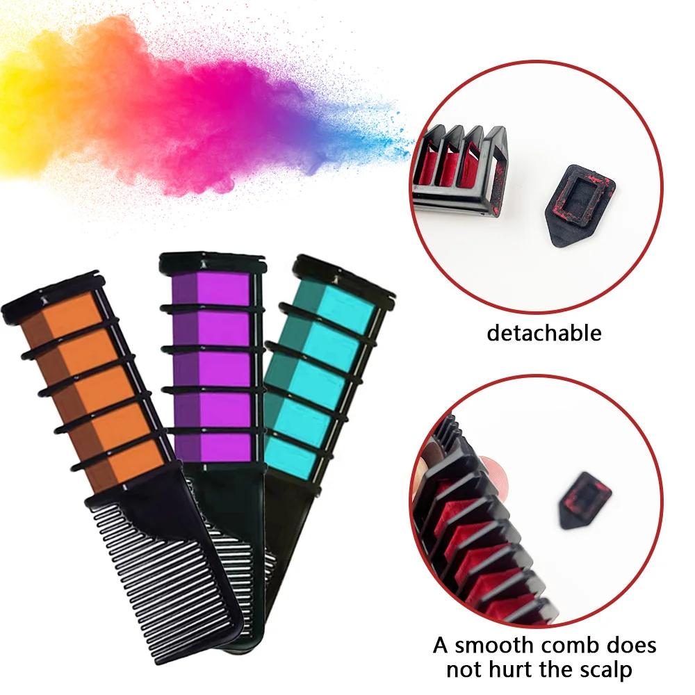 Birthday Party Cosplay Hair Color Dye Washable  DIY 12 colors Hair Chalk Comb temporary hair color dye for girls