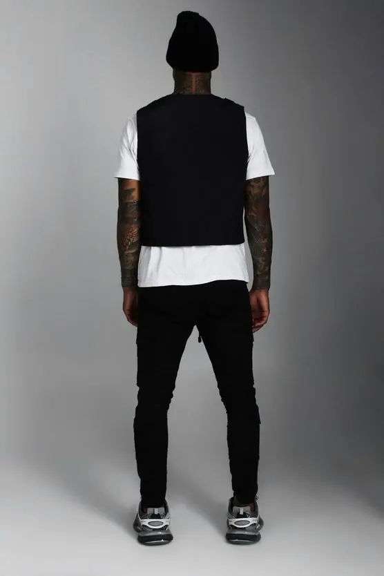 Fashion waistcoat vest for mens custom straps nylon work training breathable utility vest mesh homme