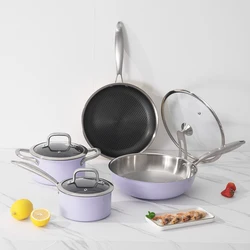 Customized Food Grade Safe Anti-Scratch Coating Cookwares Induction Kitchen Ceramic Nonstick Cookware Sets