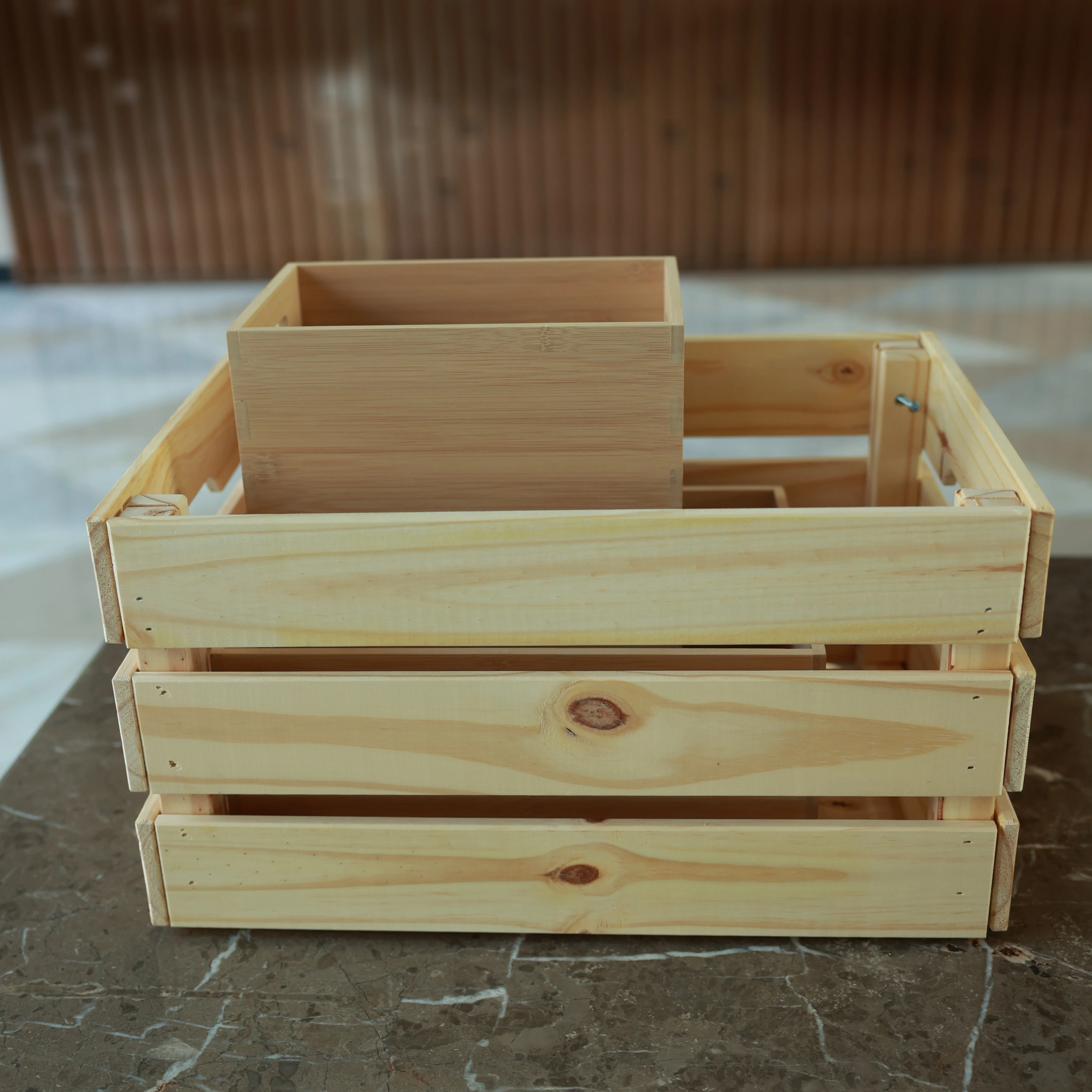 New Additions  space -saving storage Solid wooden storage box kitchen  storage basket