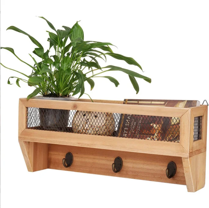 Wooden Home Decor Hanging Floating Shelves Living Room Furniture Live Edge Storage Rack Bookshelf Wall Mount Shelf Bracket