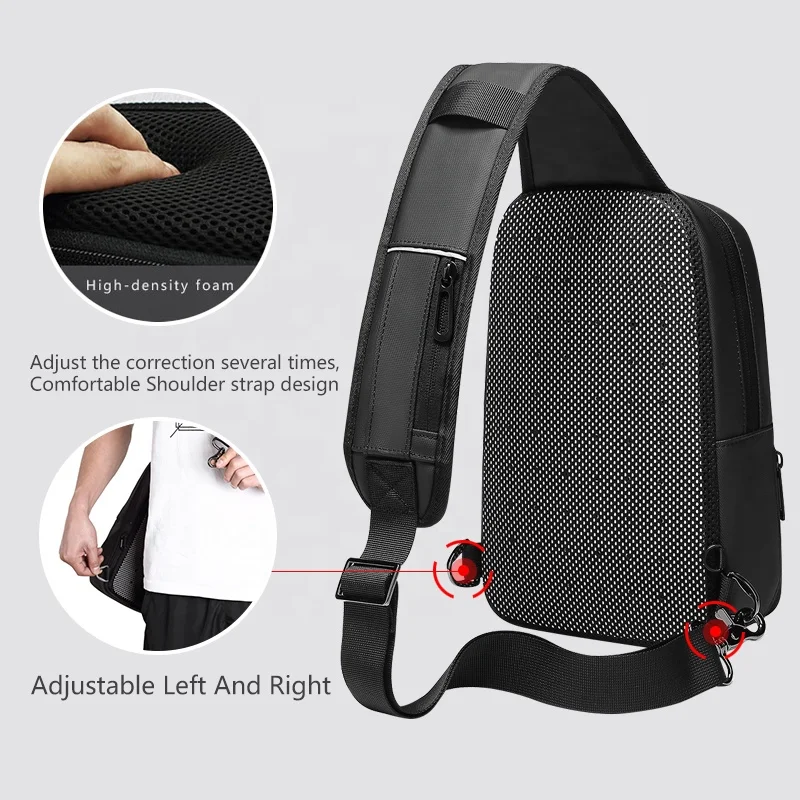 Custom logo Small Cross Body Chest Bags with USB Port  Messenger Bag Water Repellent men Sling  bag for Hiking Biking Daypacks