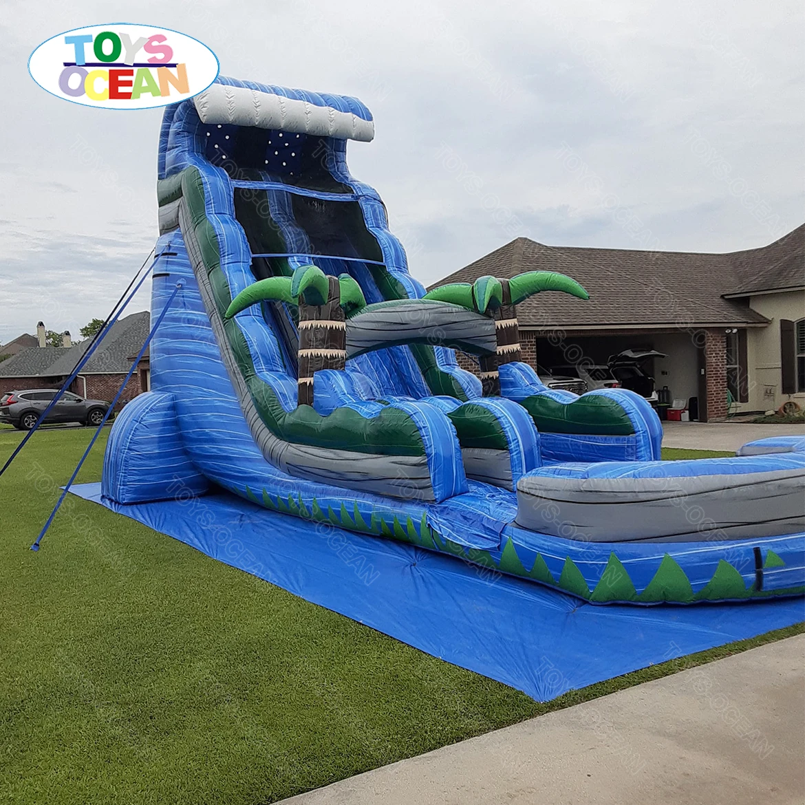 2023 custom commercial inflatable water slide with swimming pool adult kids slide