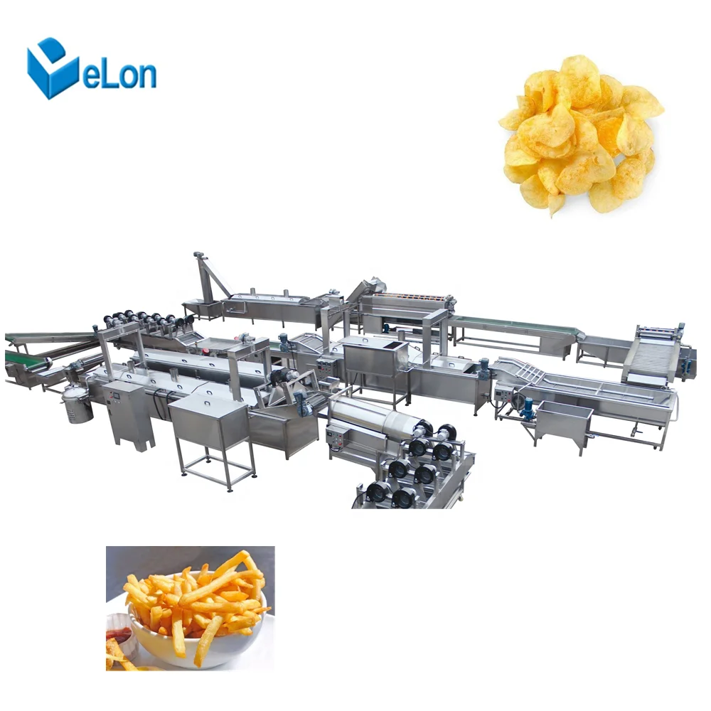Automatic Industrial Frozen French Fries Production Line Potato Chips Making Machine