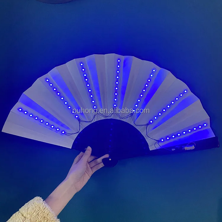 2023 New Design Led Hand Fan Folding Light Up Bamboo Decorative Paper Fans For Party