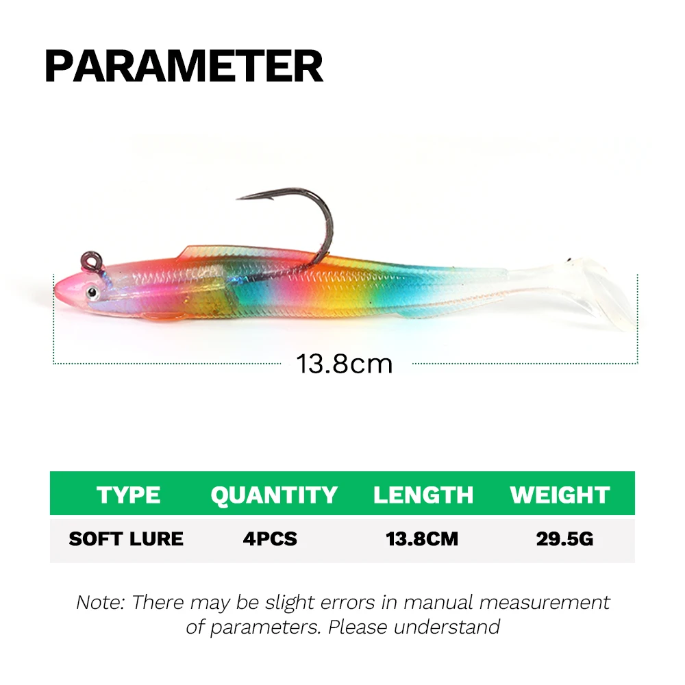 Tolure wholesale 29.5g 138mm  Lead  fish Jig Head Soft sea eel Lure T-tail Soft Bionic Swimming Lures