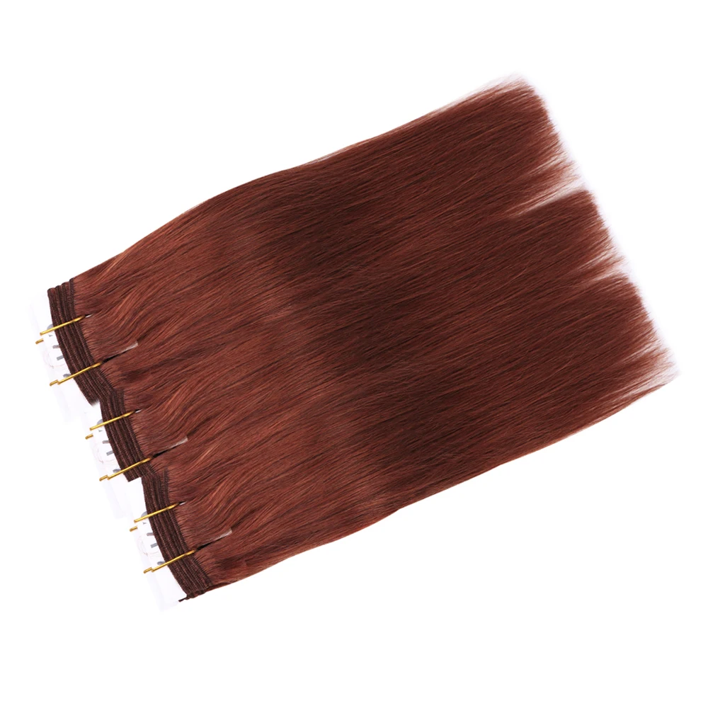 
Remy Human Hair Weft Dark Brown European Straight Hair Extension Strawberry Blonde Weaves Hair Weft 