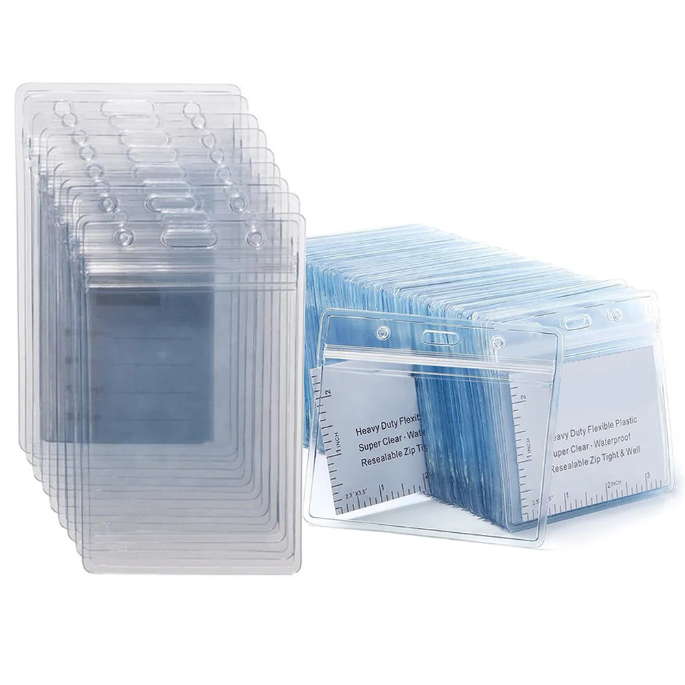 Горячая распродажа 4x3 дюйма Прозрачный мягкий пластик ПВХ водонепроницаемый Горизонтальный мешок держатели для удостоверений личности