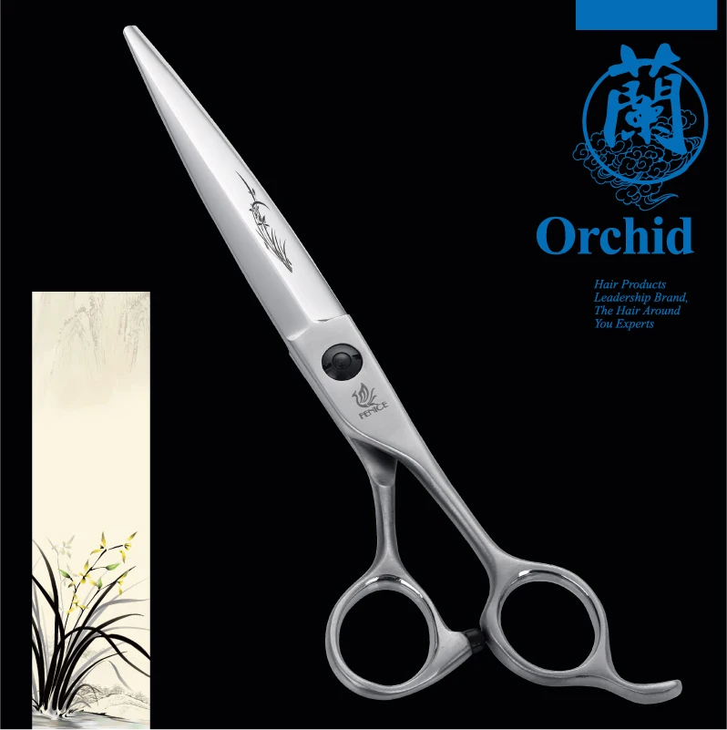 FENICE  High Quality Japan 440C Stainless Steel Hair Cutting Scissors with Flower pattern