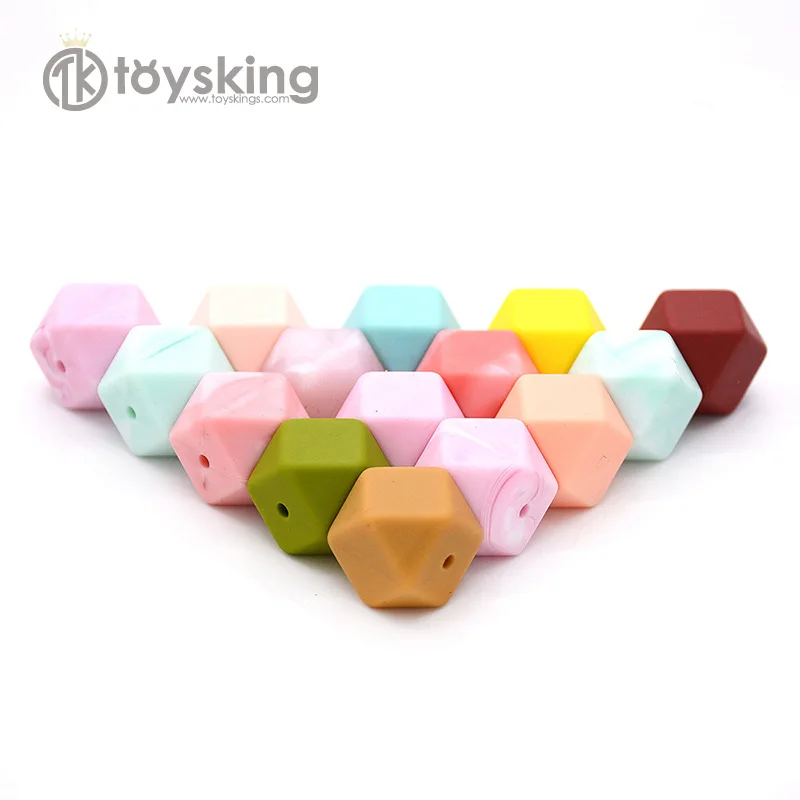 Silicone beads Hexagonal octagonal beads Baby molars silicone beads teether diy soothing necklace pacifier chain wholesale