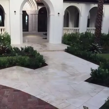 Factory Price Pool Coping Tumbled Natural Marble Limestone Pavers Outdoor Travertine French Pattern Floor Tile