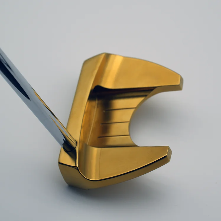 Custom logo Forged CNC Wide mallet  type golden Golf Putter Head