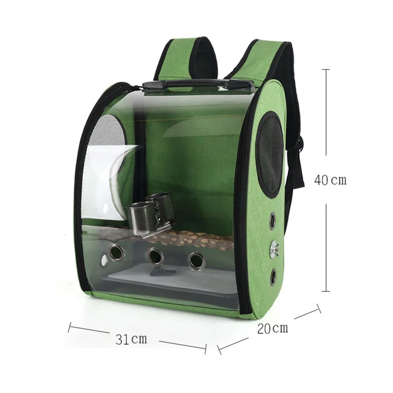 Parrot Birdcage Breathable Backpack Lightweight Outdoor Travel Pet Parakeet Hard Side Belt Bracket with Food Cup Birds Backpack