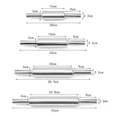 Kitchen metal non-stick stainless steel rolling pin for Baking