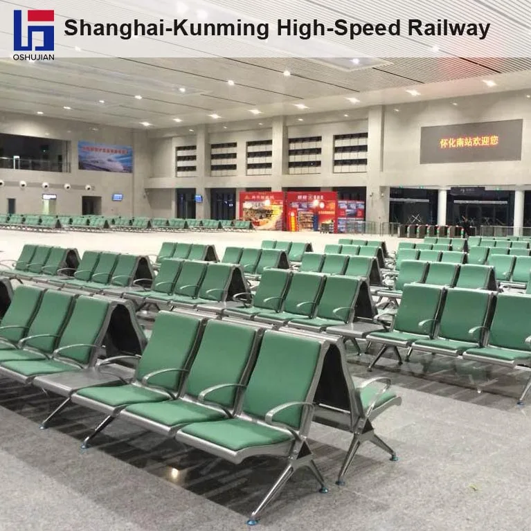 Airport bus terminal  3 seat metal chair public beam seating bench