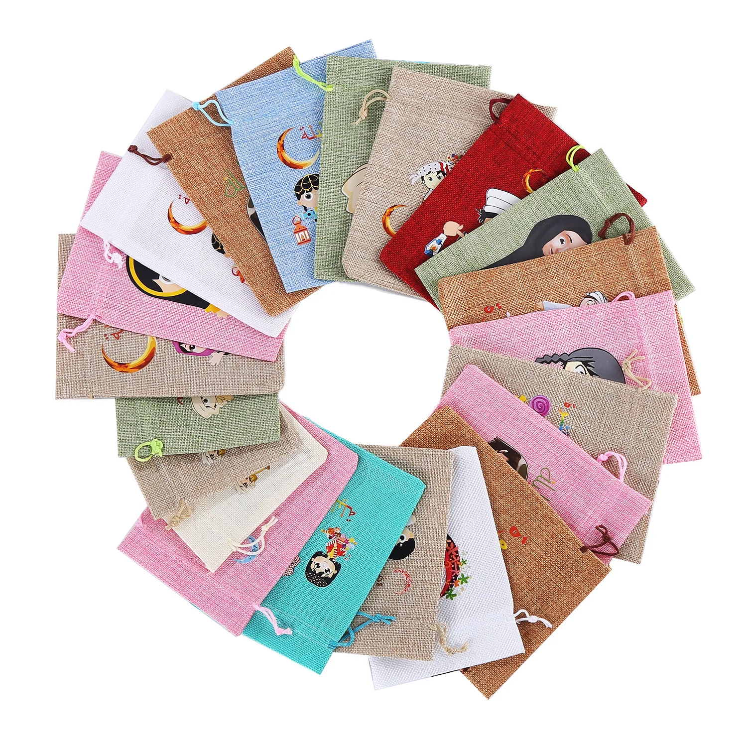 Christmas Drawstring Strap Mouth Hemp Food Storage Bag Holiday Party Decoration Pendant Gift Packaging Bag Pouch