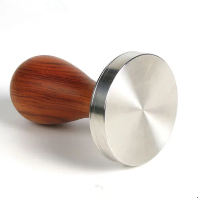 Custom Logo 51mm 53 mm 58mm stainless steel 304 Espresso accessories Coffee Tamper with wood handle
