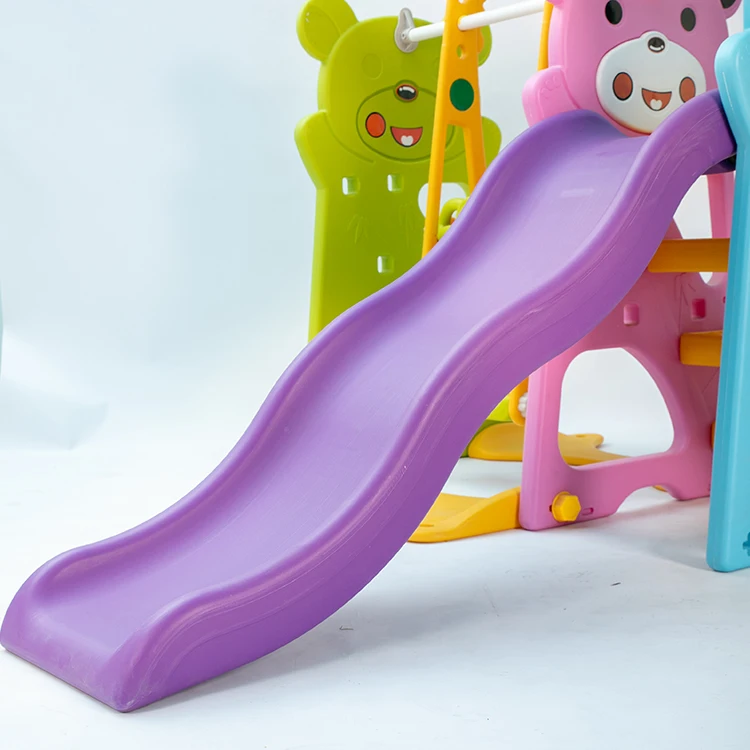 5 In 1 New Commercial Panda Kids Baby China Games Plastic Slide With Swing Set On Sale For Kids