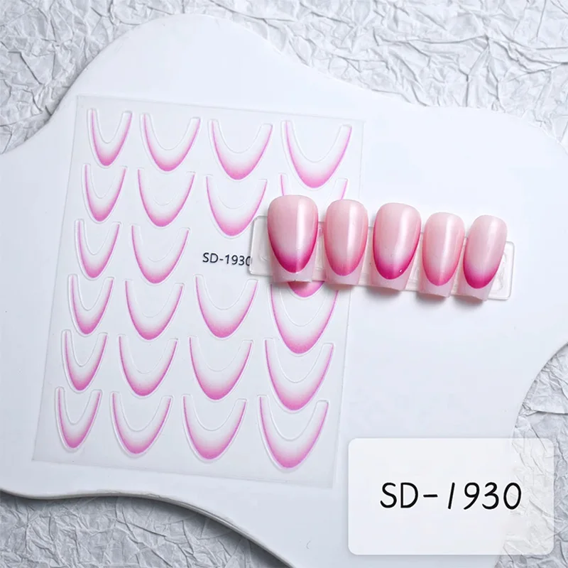 Wholesale 6 Colors Smile Clear French Nail UV Stickers Nail French Gradient Stickers
