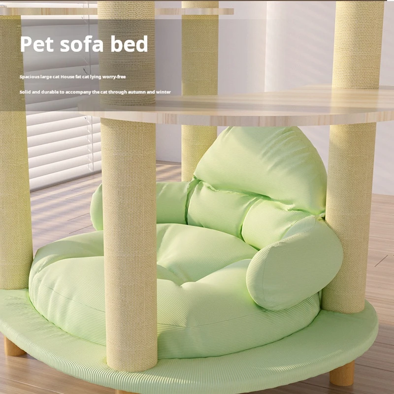 Sustainable Wooden Cat Scratcher Tower Sisal Post Home Paper Wool Hammock Climbing Frame Christmas Toy Cat Scratching Board Pets