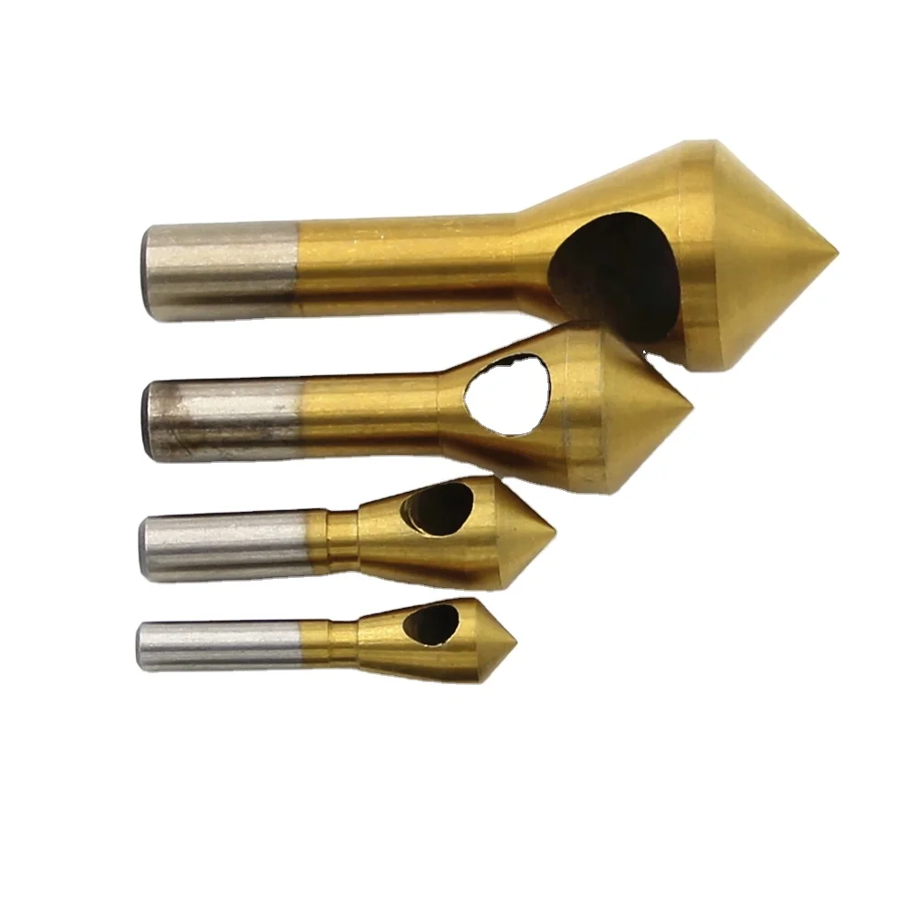 4 шт. Круглый хвостовик инструмент для снятия заусенцев фаска зенкер из быстрорежущей стали 4241 сверло с титановым покрытием