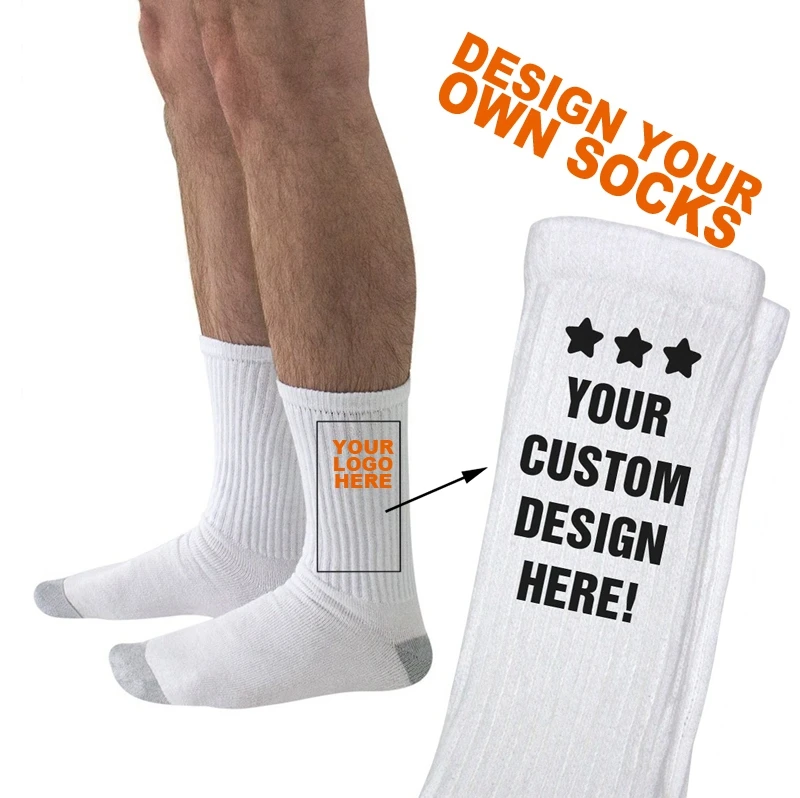 
No Minimum Order Custom Design Your Own logo cotton embroidery Men tube cotton fashion socks sox crew custom socks stock lot 