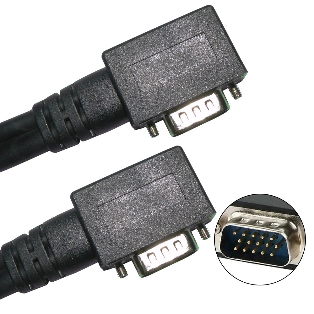 90 Degree Vga Cable mael to male audio video Cable Right Angle 3+6 15 Pin VGA To VGA computer cable