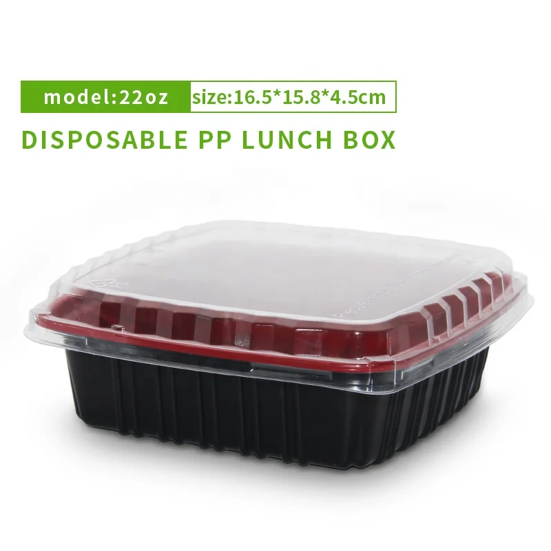 Hot selling BPA free PP Take Out microwavable Disposable plastic Black Red Meal Prep Bento Food Container