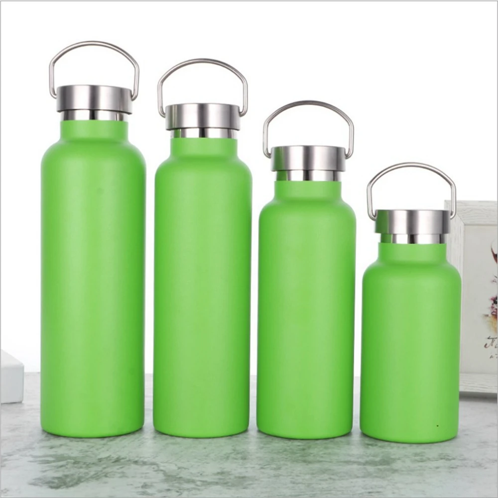 750ml  double wall sports bottle stainless steel vacuum insulated powder coated color water bottle with bamboo lid