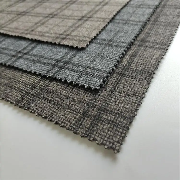 Hot sale Dty brush print knit jacquard fabric tweed brushed fabric polyester wool for coat