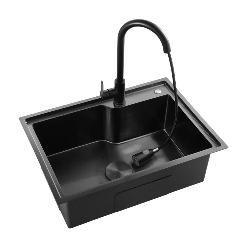 modern luxury stainless steels black quare kitchen sinks handmade 3.5mm thicken sink kitchen black