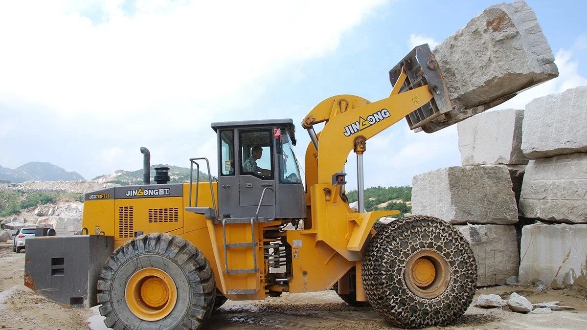 earth-moving machinery stone handler wheel forklift front end loader with diesel engine