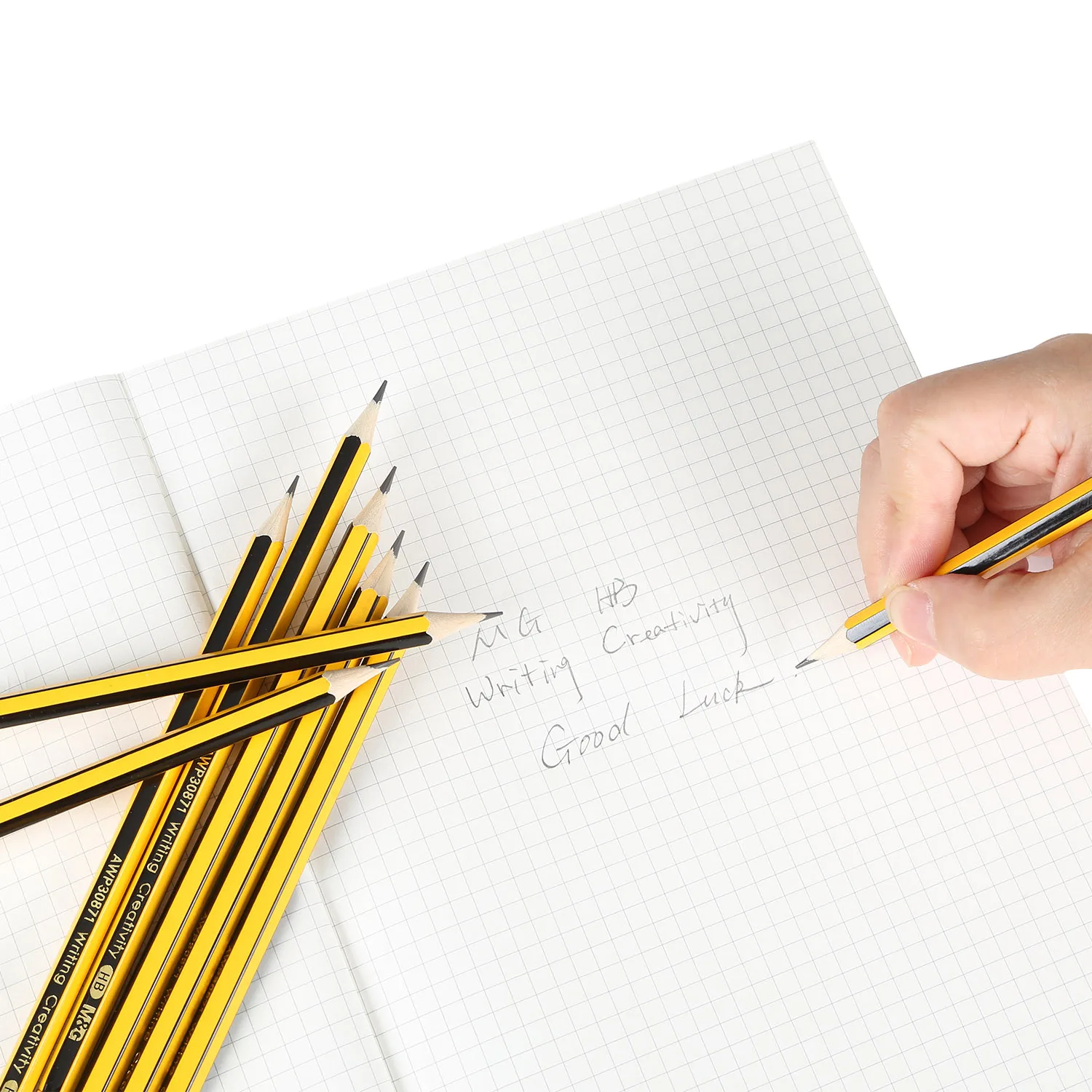 M&G Professional  Standard Wooden Hb Pencil With Eraser Economical School Stationery Supplies