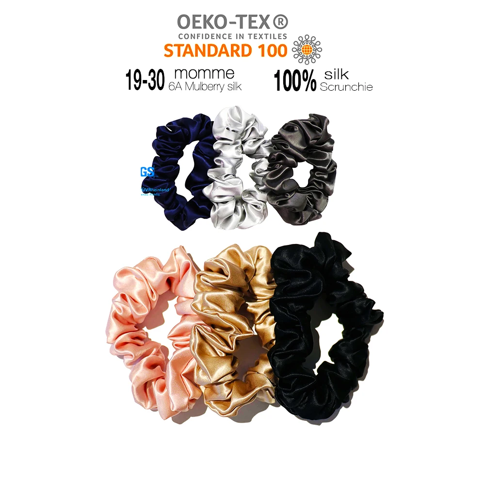 100% Silk Scrunchies For Top Knots Braids Pack Hair Ties For Hair Care recycled silk scrunchie
