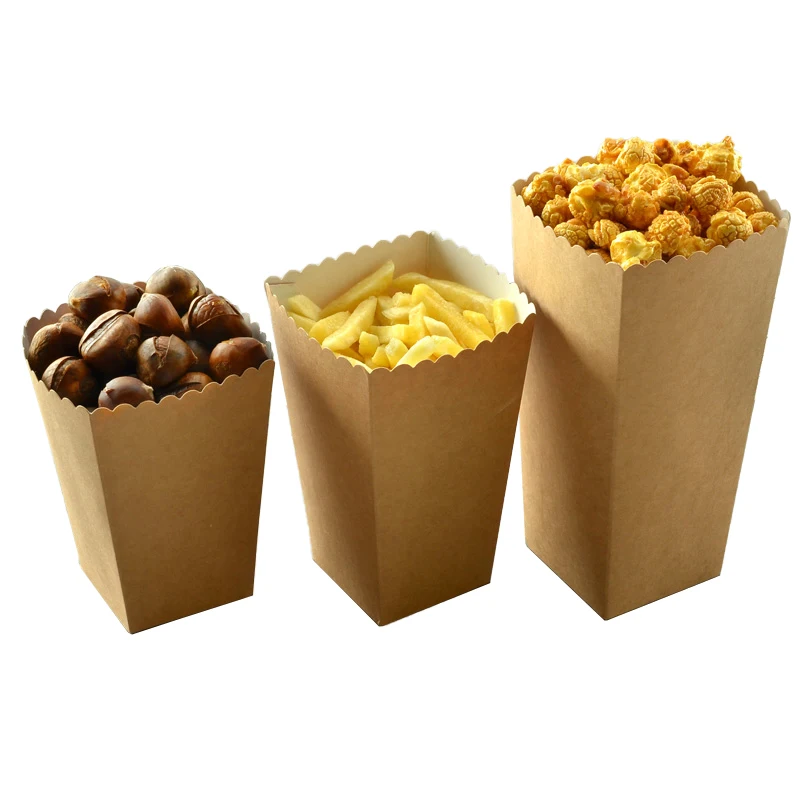 Custom Biodegradable 100% Recycled Food Packaging Paper Box,Take Away Food Popcorn Kraft Paper Box