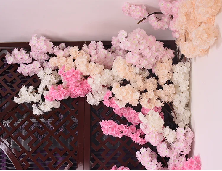 event decoration High Quality Janpan cherry blossom decoration flower 3 branches 4 branches artificial cherry blossom