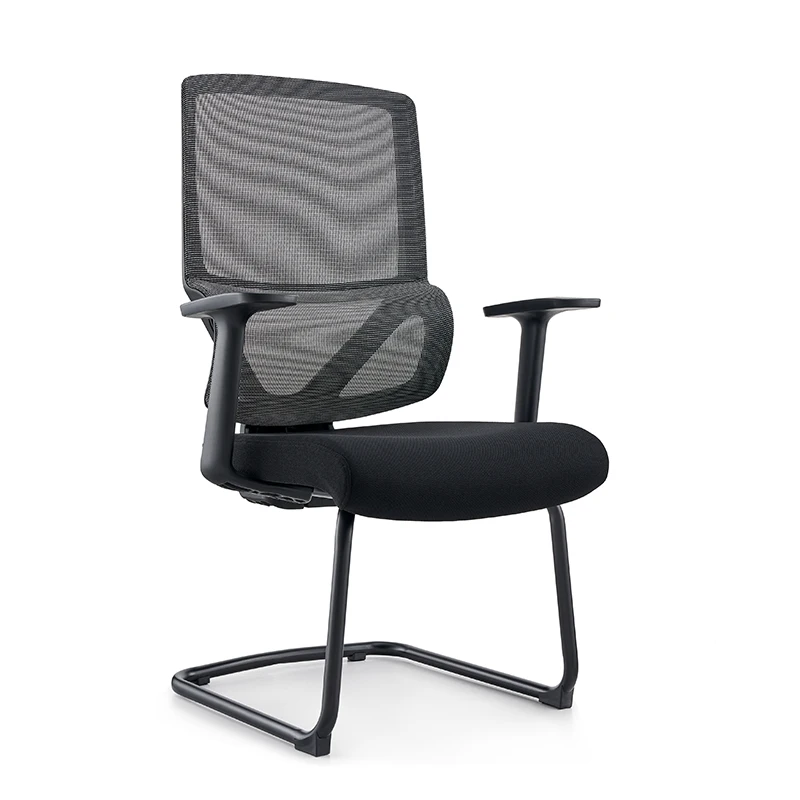 High Quality Black Mesh Fabric Office Chairs Black Metal Leg Manager Room Visitor Chair