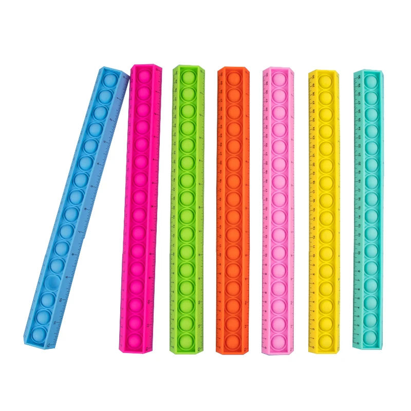 2022 newest design custom school supplier eco friendly colorful soft silicone ruler with press bubbles for kid students