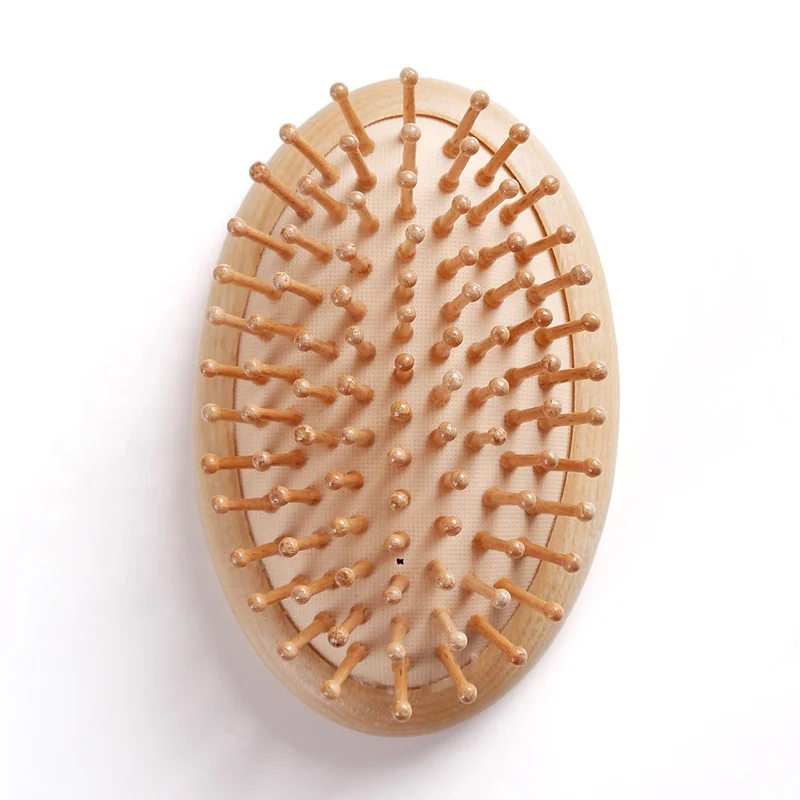 Portable oval wooden mini hair brush travel pocket hairbrush custom logo