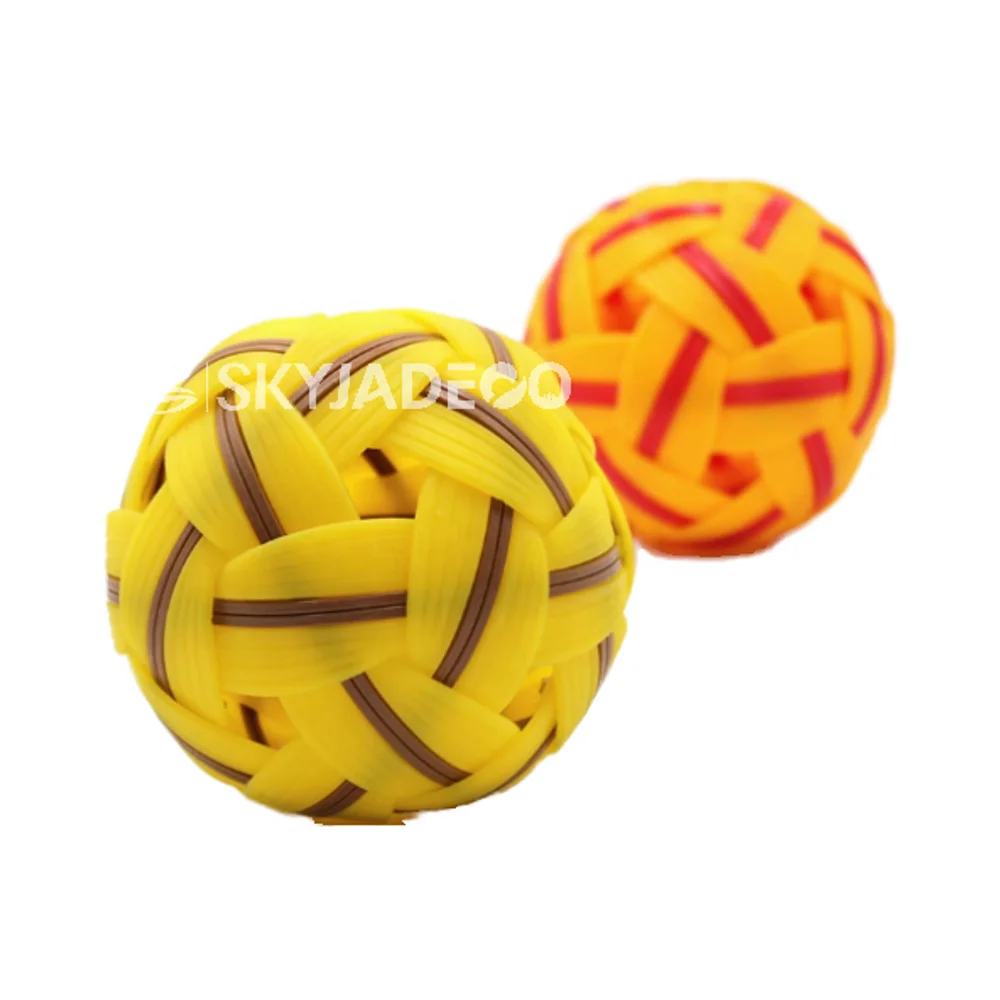Outdoor Sports Reusable Decor Plastic Soccer Football Unisex round Woven Ball Logo Printed Rubber for Play Rattan Ball