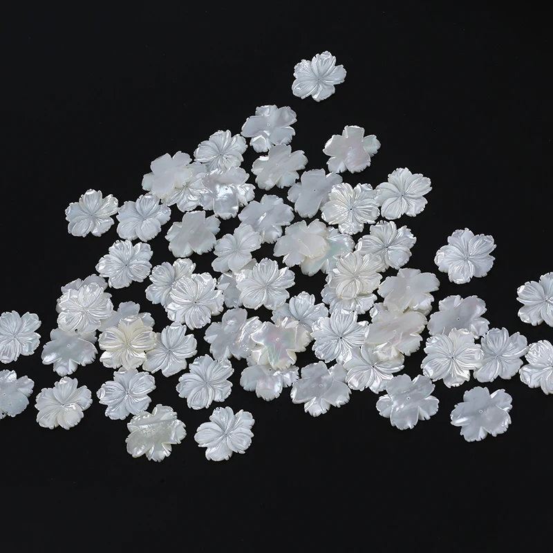 Wholesale White Mother Of Pearl Flower Carving For Jewelry Making