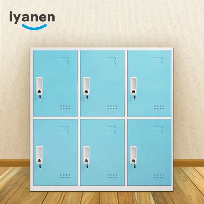 Factory Price Modern Design small blue 6 door Metal Office Steel Storage Cabinet Locker