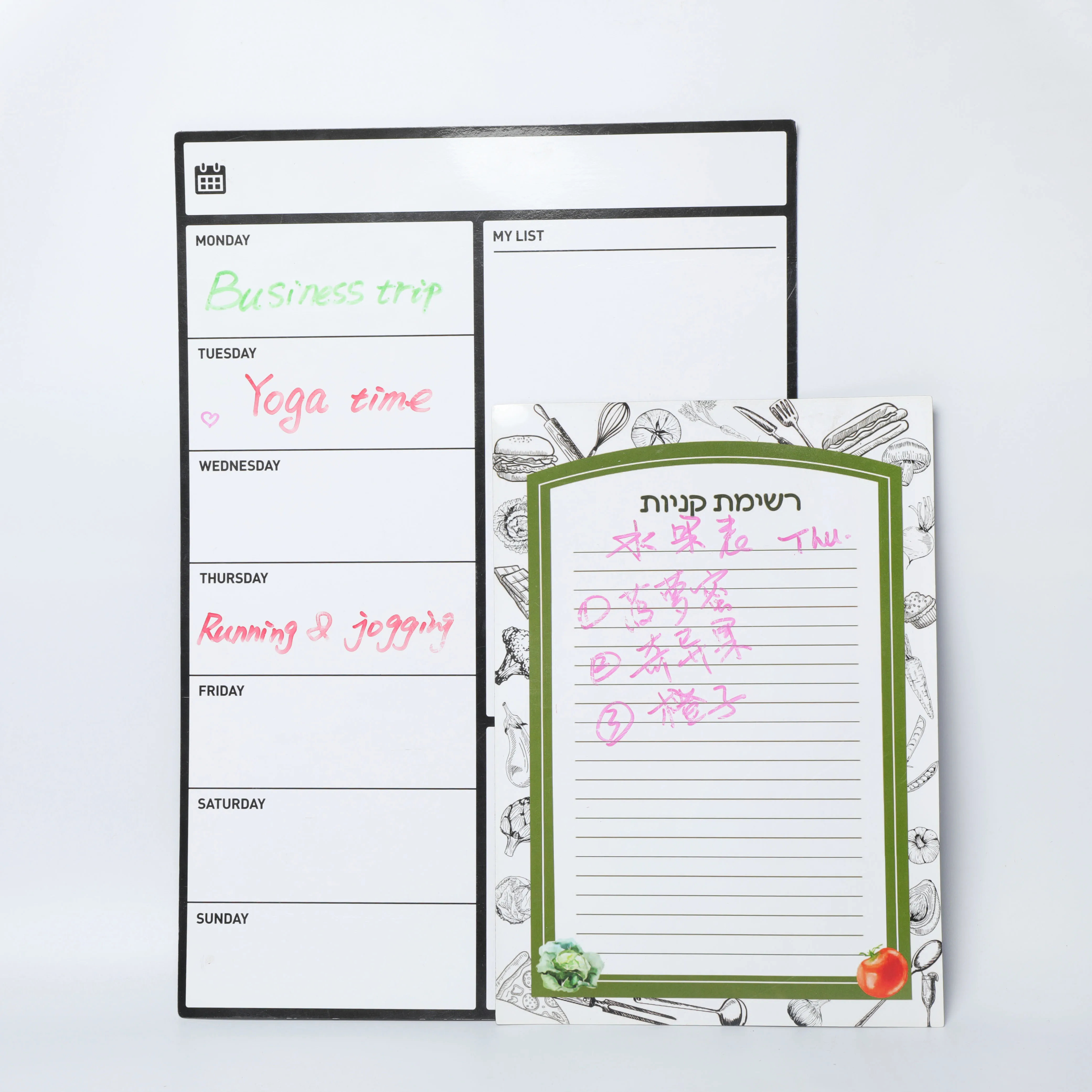 PET PVC yearly monthly weekly acrylic fridge calendar magnetic dry erase calendar for fridge