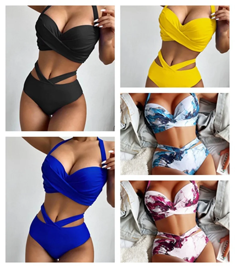 K1360 Women Swimsuit Bodysuit Swimming Suit Bikini Set Bathing Suits Swim High Waist Thong Bikini Beach Swimwear