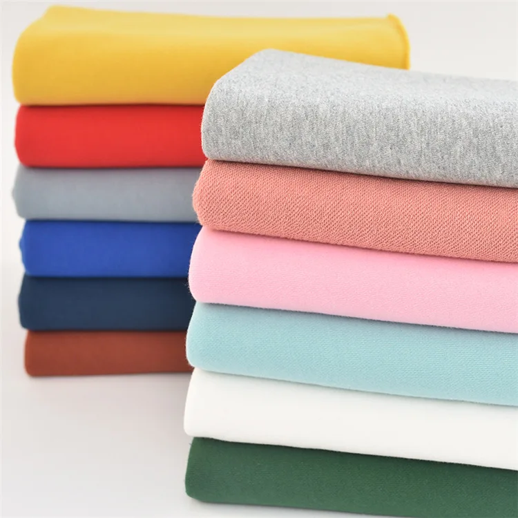 97% cotton 3% spandex stretch high quality cvc custom colors thick french terry fabric stock for sweatshirt