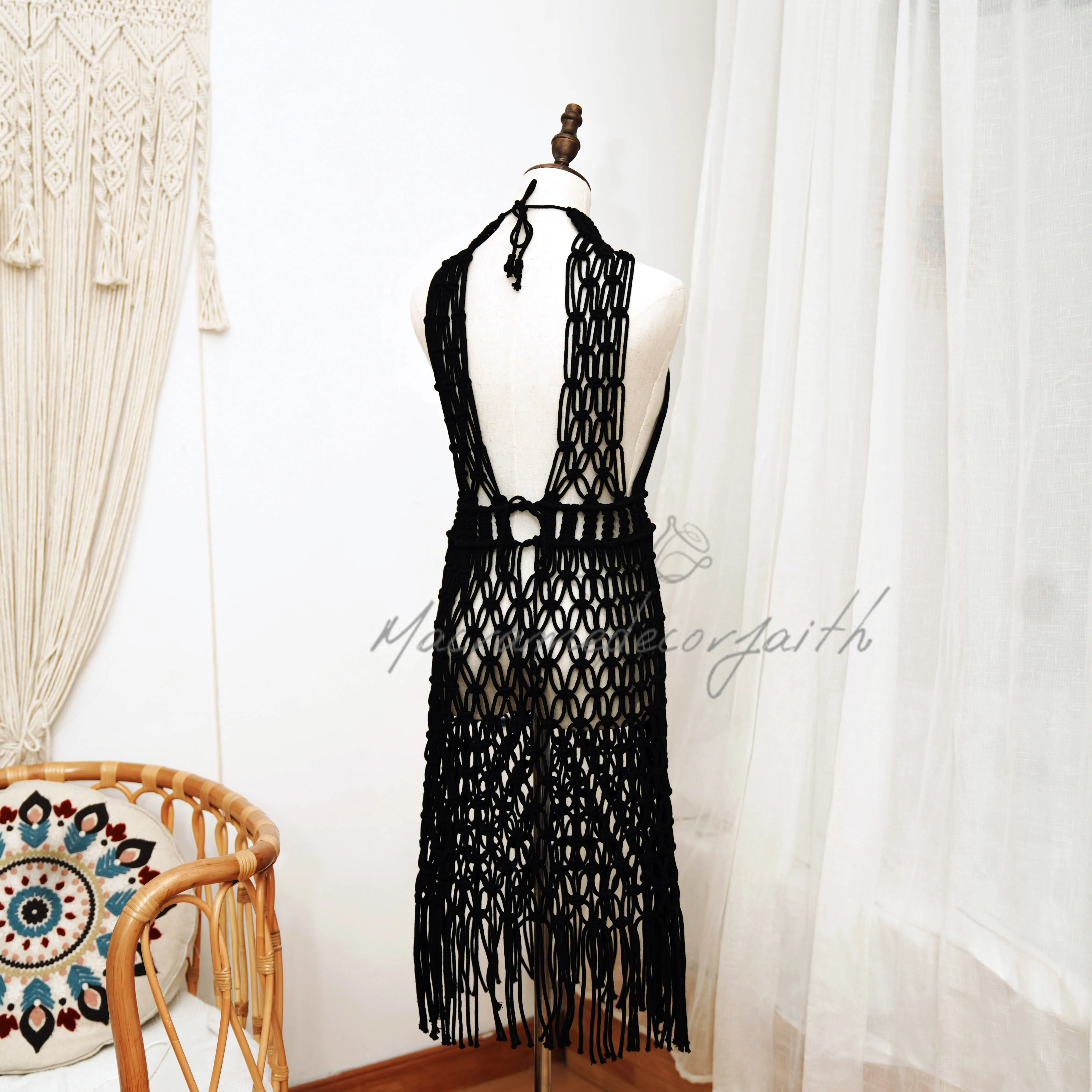 Festival Outfit Clothes Vintage Party Dress Handmade Beach Clotching Macrame Clothes Dresses