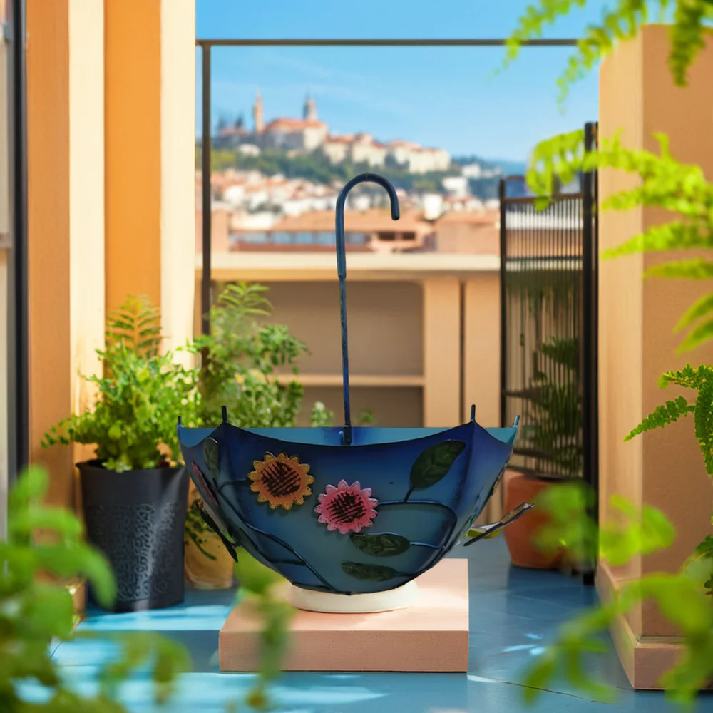 Garden home decoration colorful flower pots custom indoor outdoor iron umbrella flower pot decoration