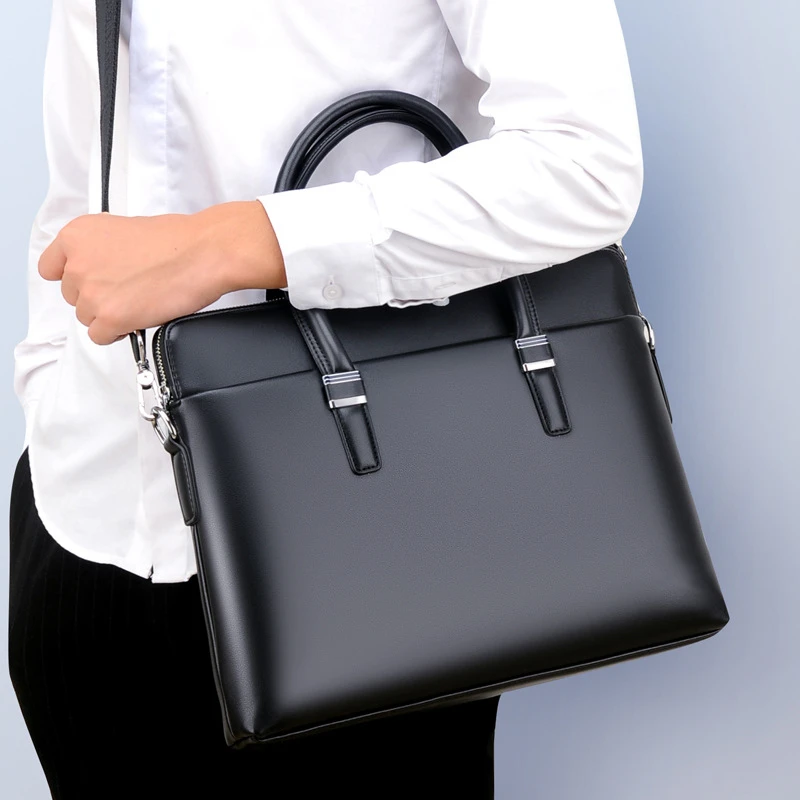 Luxury Genuine Leather Briefcase for Men Laptop Bag Male Business