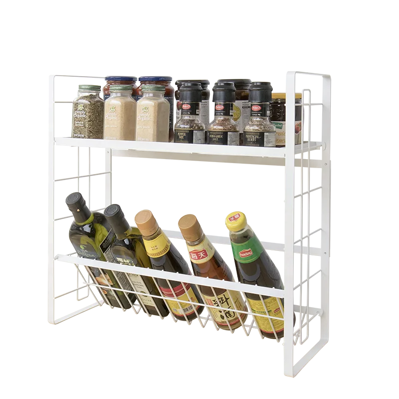 Kitchen Accessories 2 Tier Tilt Adjustable Spice Rack Organizer Multifunctional Standing Type Seasoning Hold Spice Rack